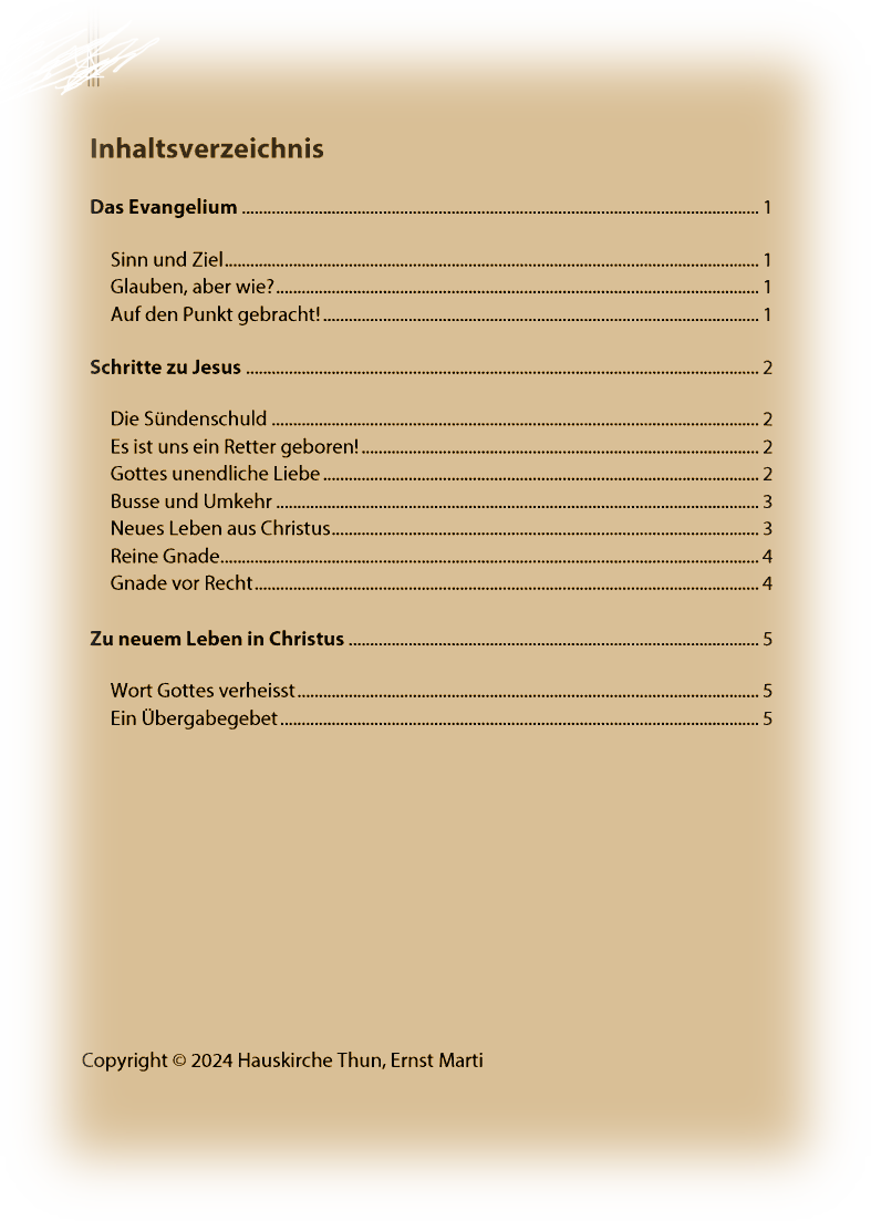 Der Weg zu Christus Inhaltsverzeichnis